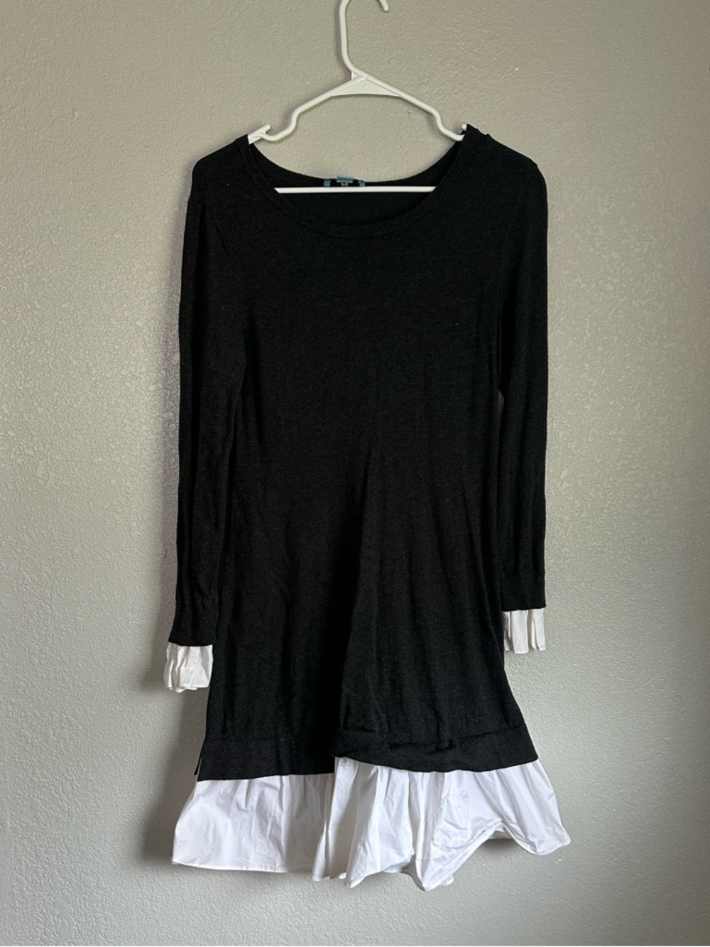 Cece Grey Knee Length Long Sleeve Dress